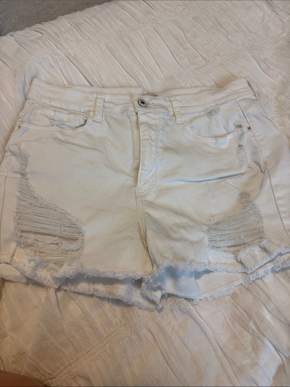Sneak Peek White Distressed Denim Jean Shorts